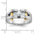 14k Two-tone Mens Polished and Satin Channel-set 3-Stone Ring Mounting, Mounting Only - Sophia Jewelers