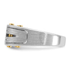 14k Two-tone Mens Polished and Satin 1/4 carat Diamond Complete Ring - Sophia Jewelers