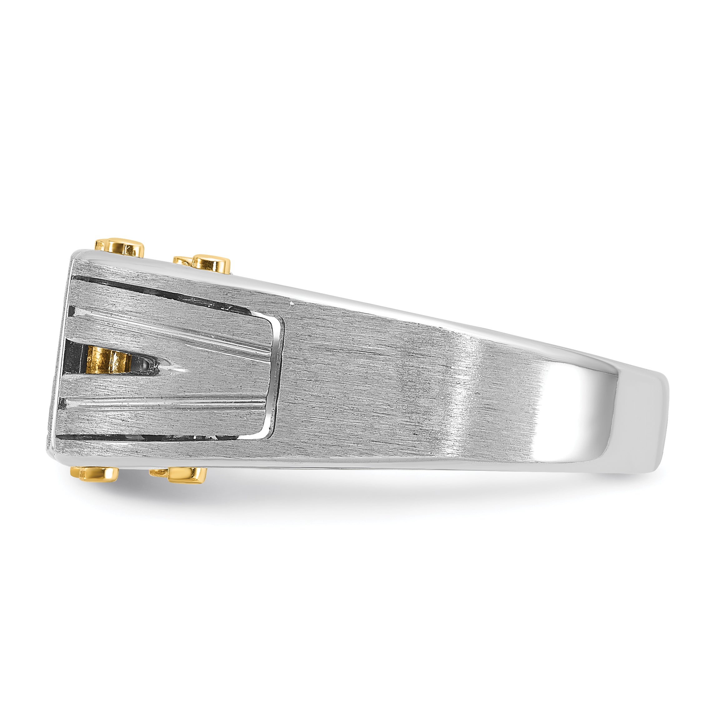 14k Two-tone Mens Polished and Satin 1/4 carat Diamond Complete Ring - Sophia Jewelers