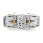 14k Two-tone Mens Polished and Satin 1/4 carat Diamond Complete Ring - Sophia Jewelers