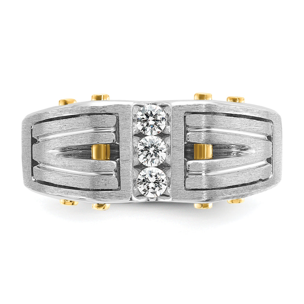 14k Two-tone Mens Polished and Satin Diamond Ring Mounting, Mounting Only - Sophia Jewelers