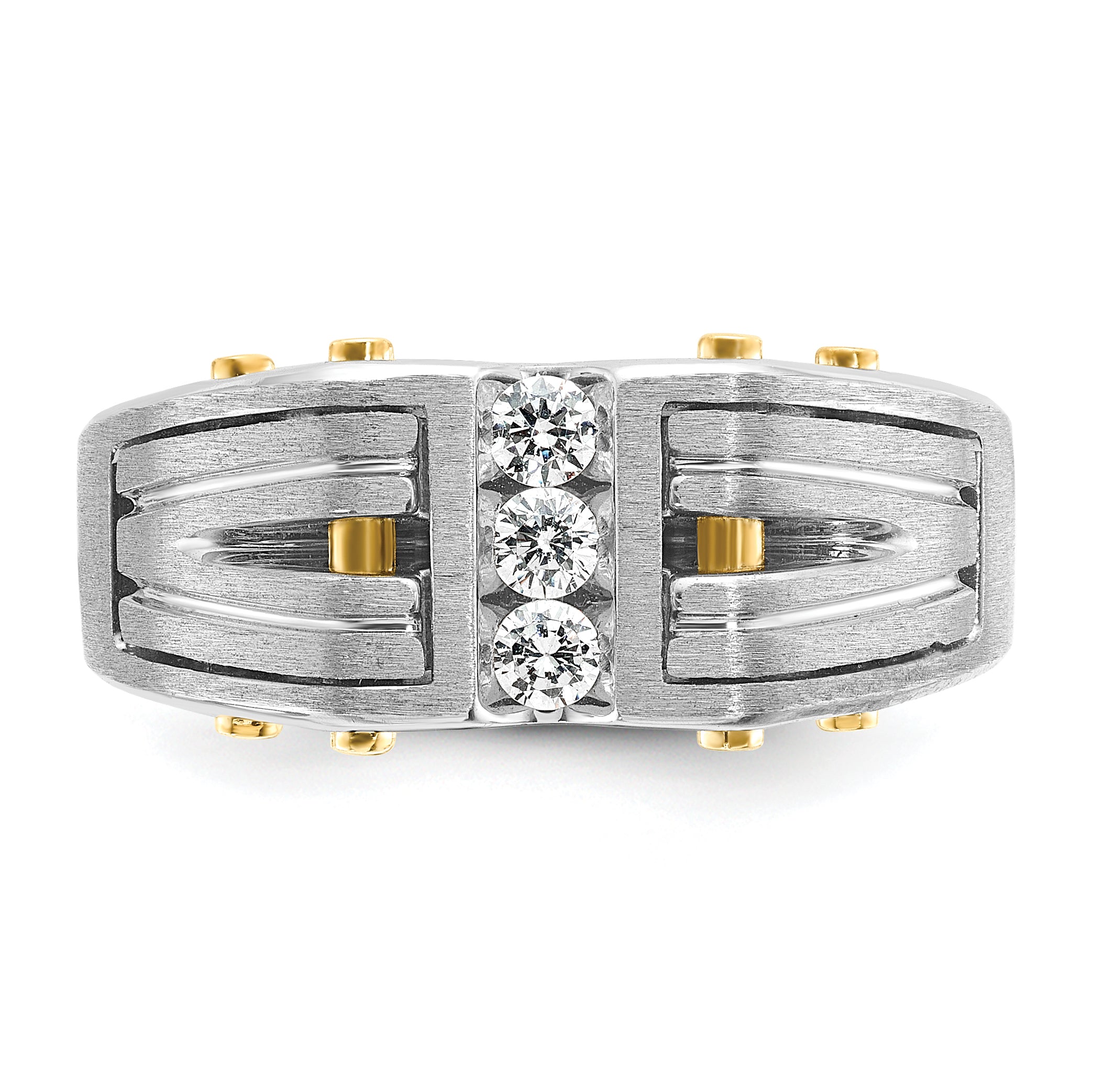 14k Two-tone Mens Polished and Satin Diamond Ring Mounting, Mounting Only - Sophia Jewelers