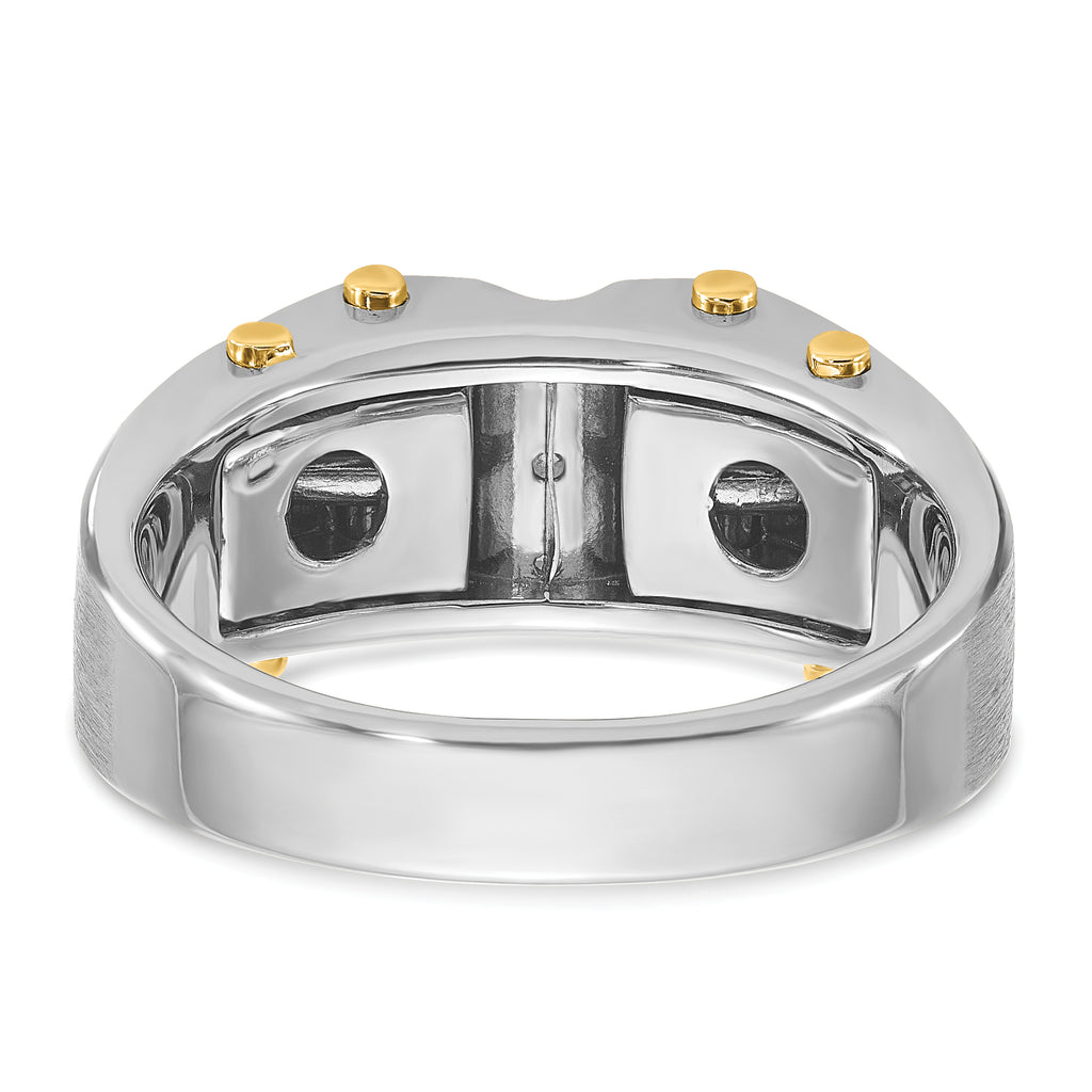14k Two-tone Mens Polished and Satin 1/4 carat Diamond Complete Ring - Sophia Jewelers