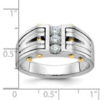 14k Two-tone Mens Polished and Satin 1/4 carat Diamond Complete Ring - Sophia Jewelers