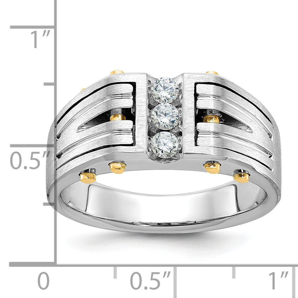 14k Two-tone Mens Polished and Satin Diamond Ring Mounting, Mounting Only - Sophia Jewelers