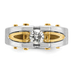 10k Two-tone Men's Polished and Satin Diamond Complete Ring