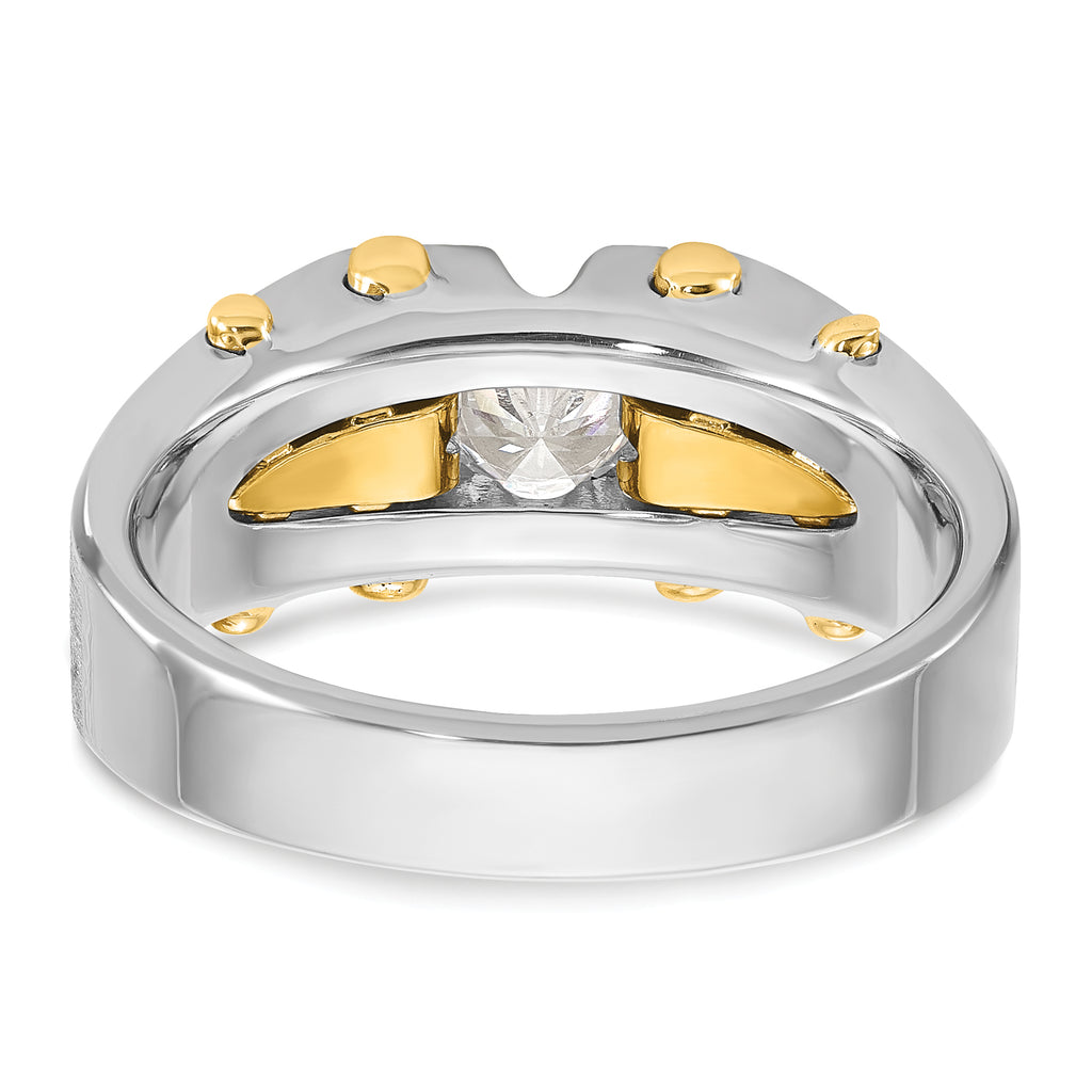 10k Two-tone Men's Polished and Satin Diamond Complete Ring