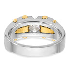 10k Two-tone Men's Polished and Satin Diamond Complete Ring