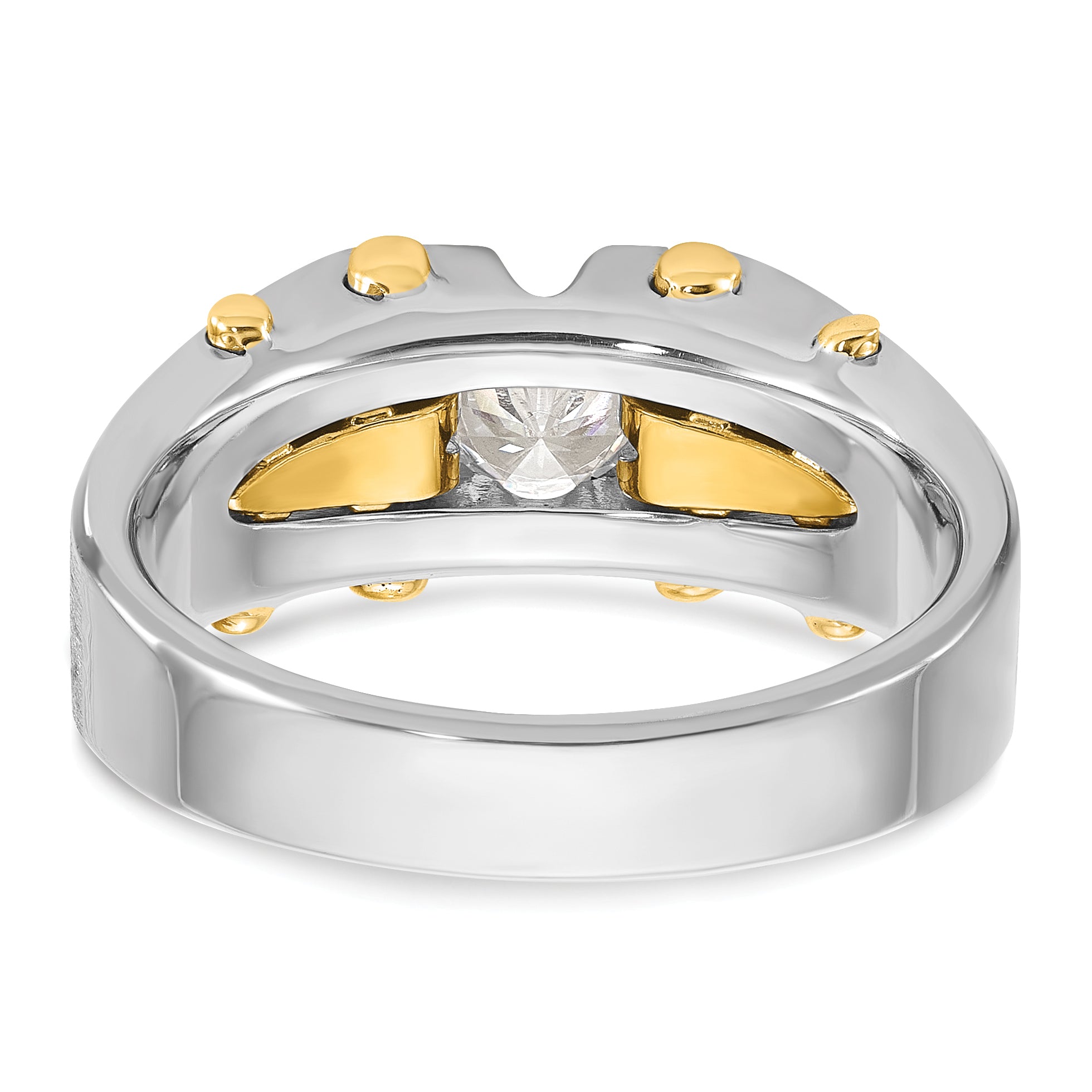 10k Two-tone Men's Polished and Satin Diamond Complete Ring