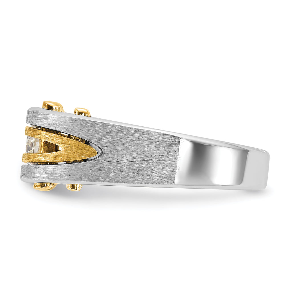14k Two-tone Mens Polished and Satin Diamond Ring Mounting, Mounting Only - Sophia Jewelers