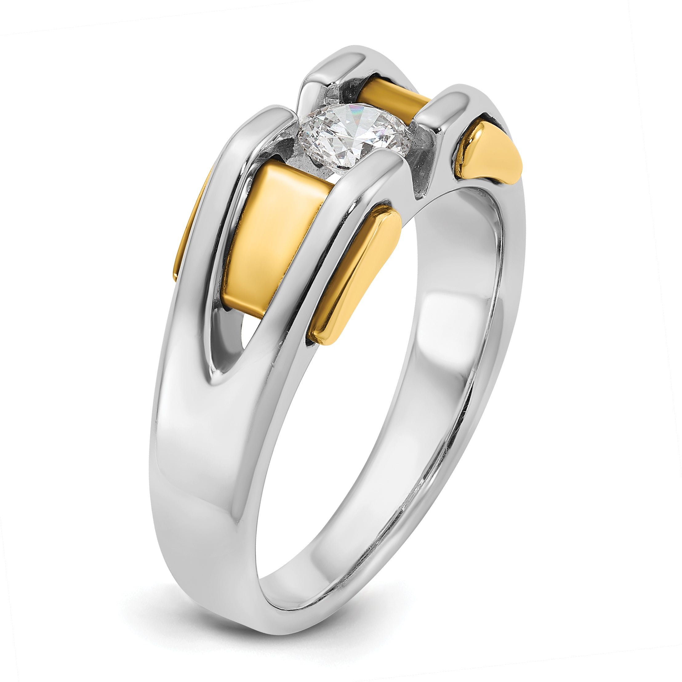 14k Two-tone Mens Diamond Ring Mounting, Mounting Only - Sophia Jewelers