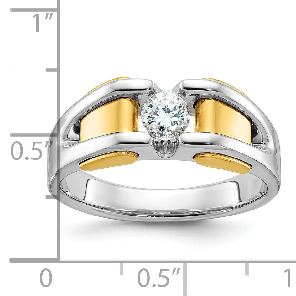 14k Two-tone Mens 3/8 carat Diamond Complete Ring - Sophia Jewelers