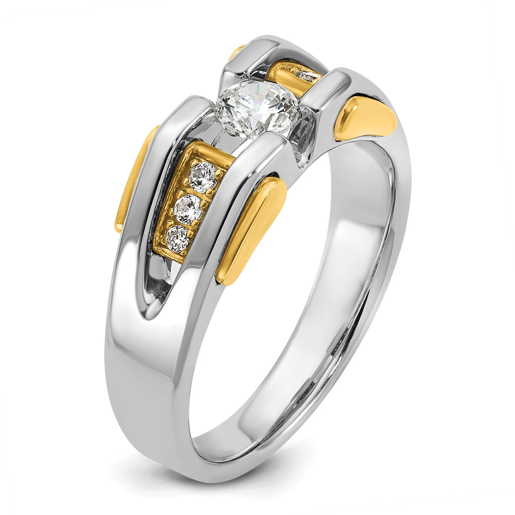 14k Two-tone Mens Diamond Ring Mounting, Mounting Only - Sophia Jewelers