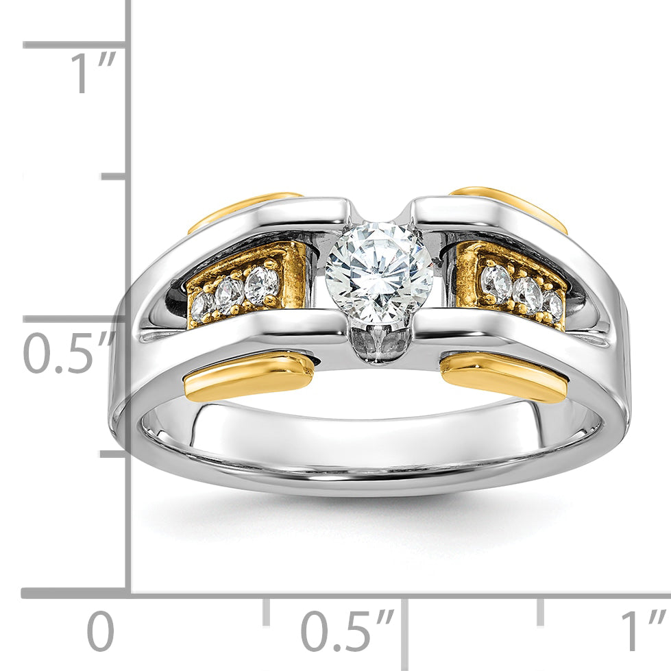 14k Two-tone Mens Diamond Ring Mounting, Mounting Only - Sophia Jewelers