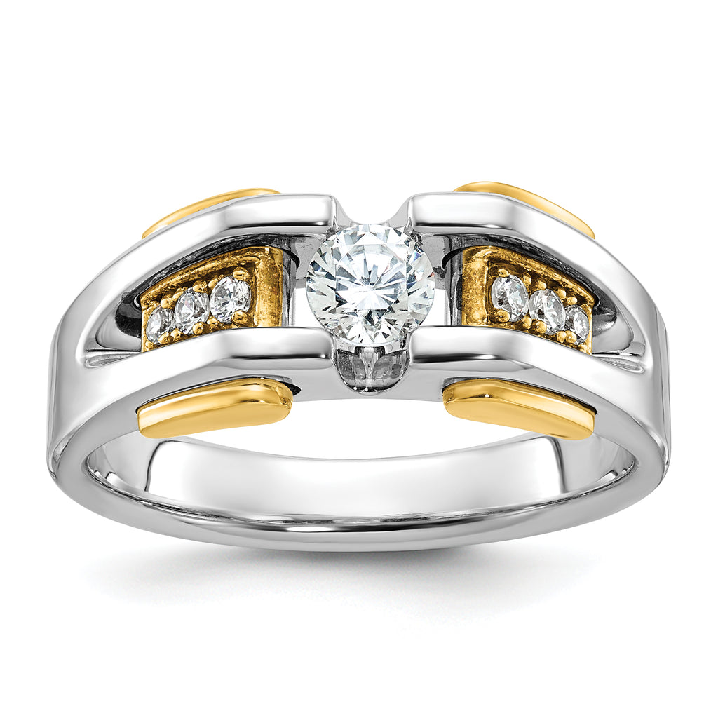 14k Two-tone Mens Diamond Ring Mounting, Mounting Only - Sophia Jewelers