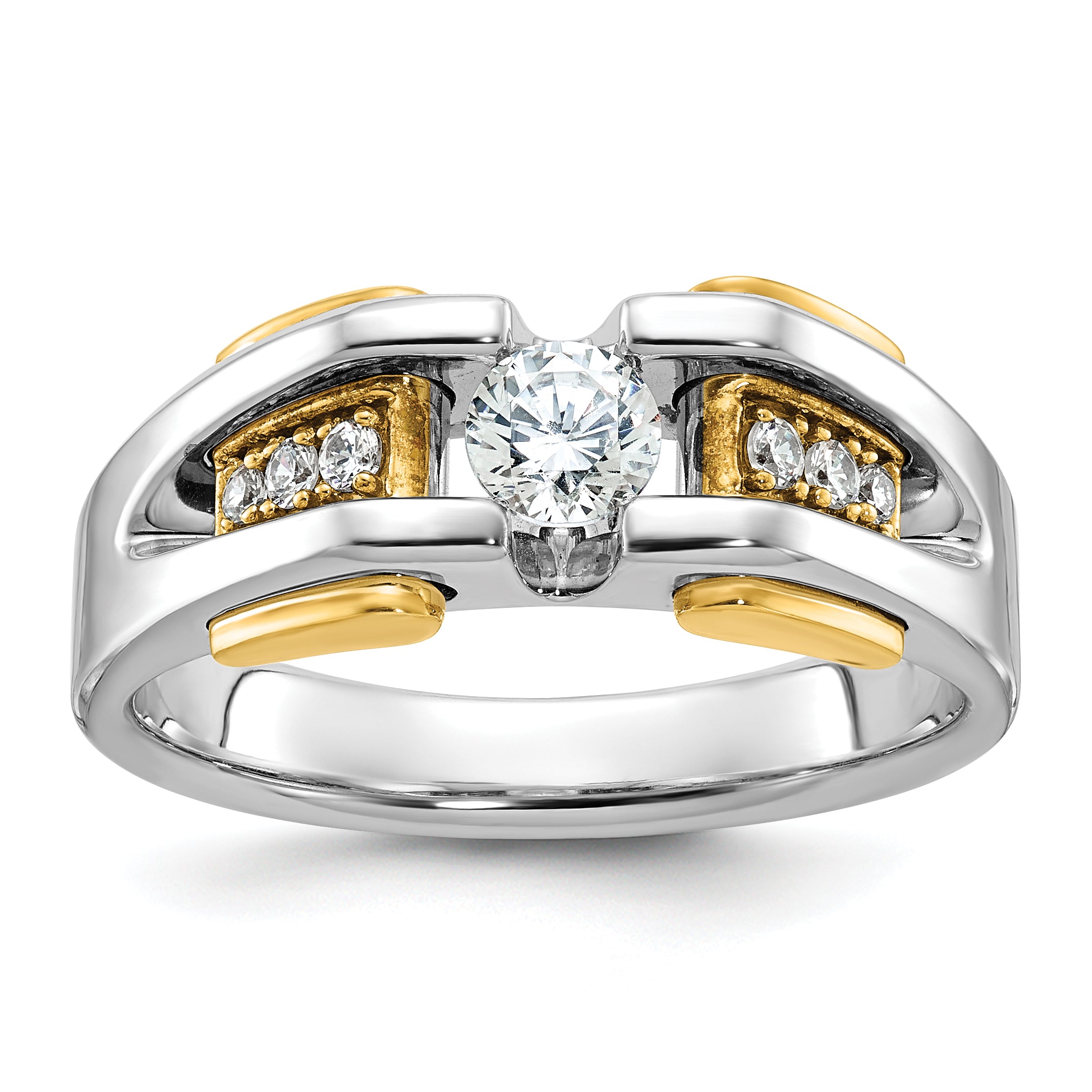 14k Two-tone Mens Diamond Ring Mounting, Mounting Only - Sophia Jewelers