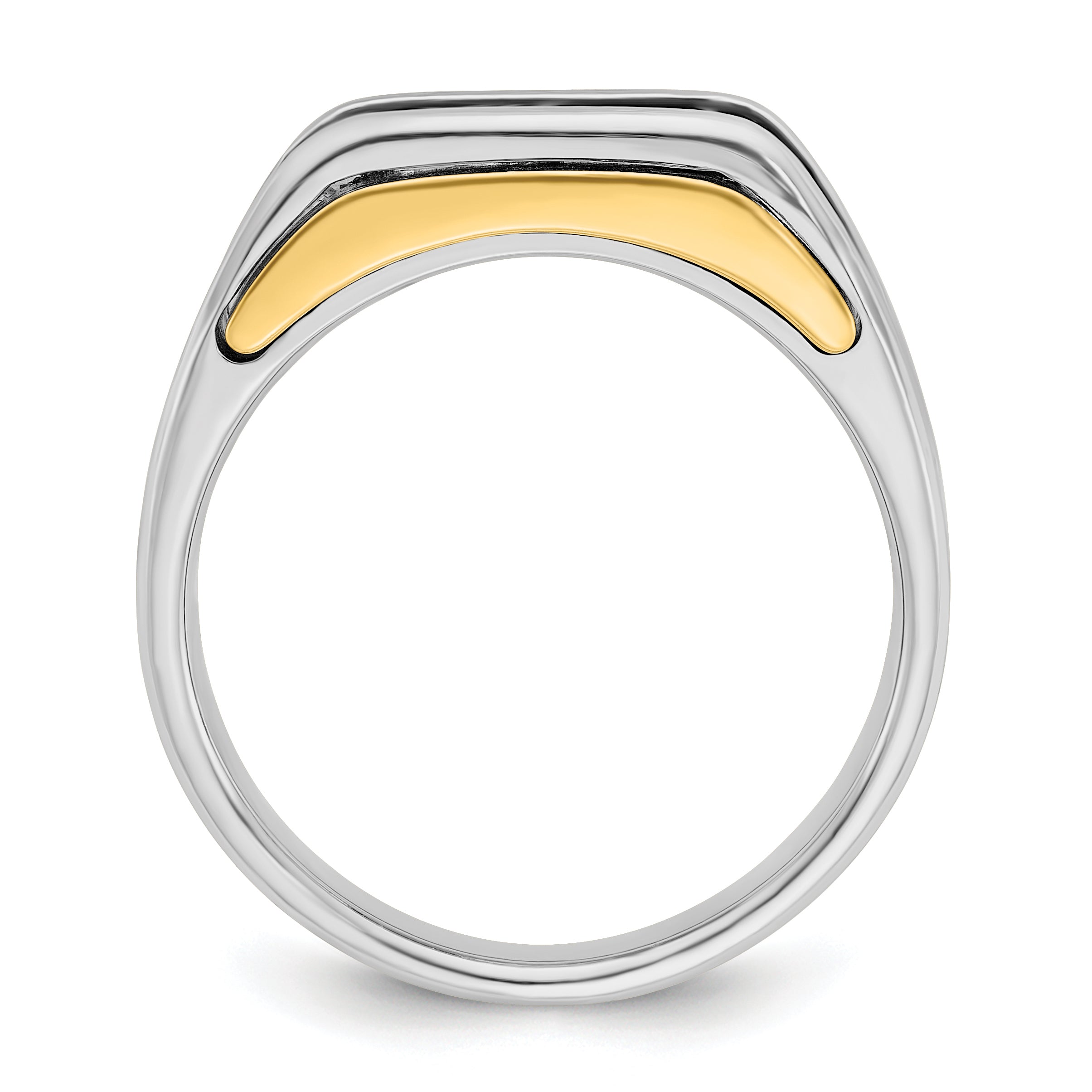 14k Two-tone Men's Polished Satin and Cut-Out 3-Stone 1 Carat AA Quality Diamond Ring Secondary image