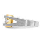 14k Two-tone Men's Polished Satin and Cut-Out 3-Stone 1 Carat AA Quality Diamond Ring - Sophia Jewelers