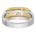 14k Two-tone Men's Polished Satin and Cut-Out 3-Stone Ring Mounting, Mounting Only - Sophia Jewelers