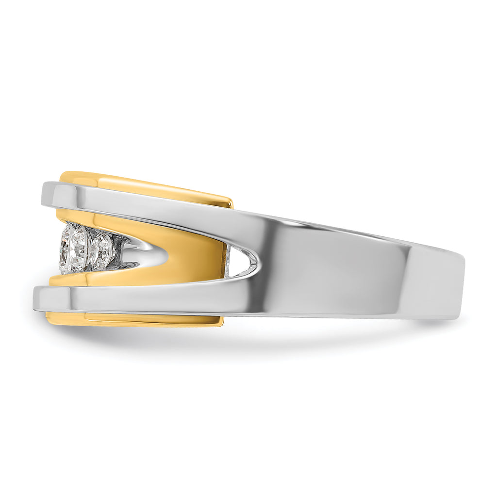 14k Two-tone Mens Polished 5-Stone Ring Mounting, Mounting Only - Sophia Jewelers