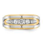 14k Two-tone Men's Polished 5-Stone 1/2 Carat AA Quality Diamond Ring - Sophia Jewelers
