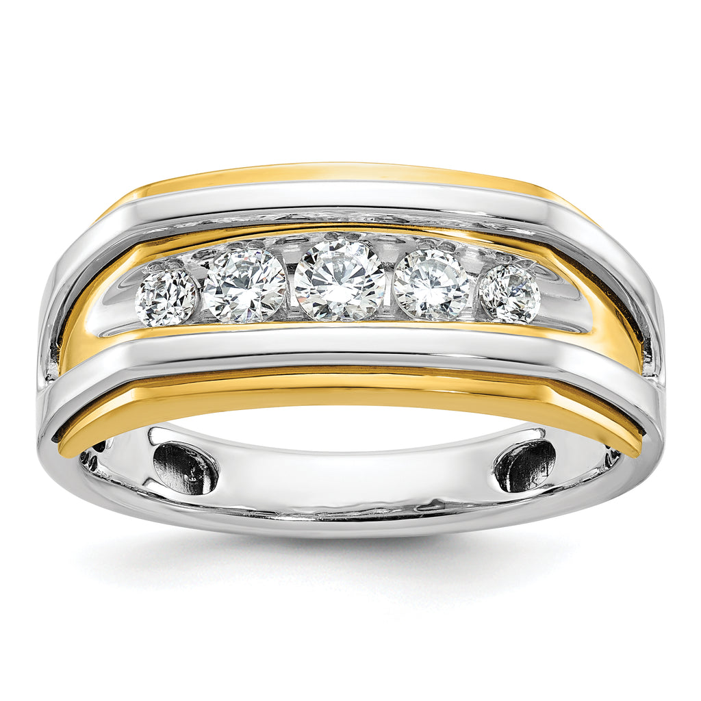 14k Two-tone Men's Polished 5-Stone 1/2 Carat AA Quality Diamond Ring - Sophia Jewelers