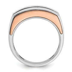 10k White and Rose Gold Men's Polished and Cut-Out 5-Stone 1 Carat A Quality Diamond Ring