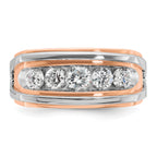 10k White and Rose Gold Men's Polished and Cut-Out 5-Stone 1 Carat A Quality Diamond Ring