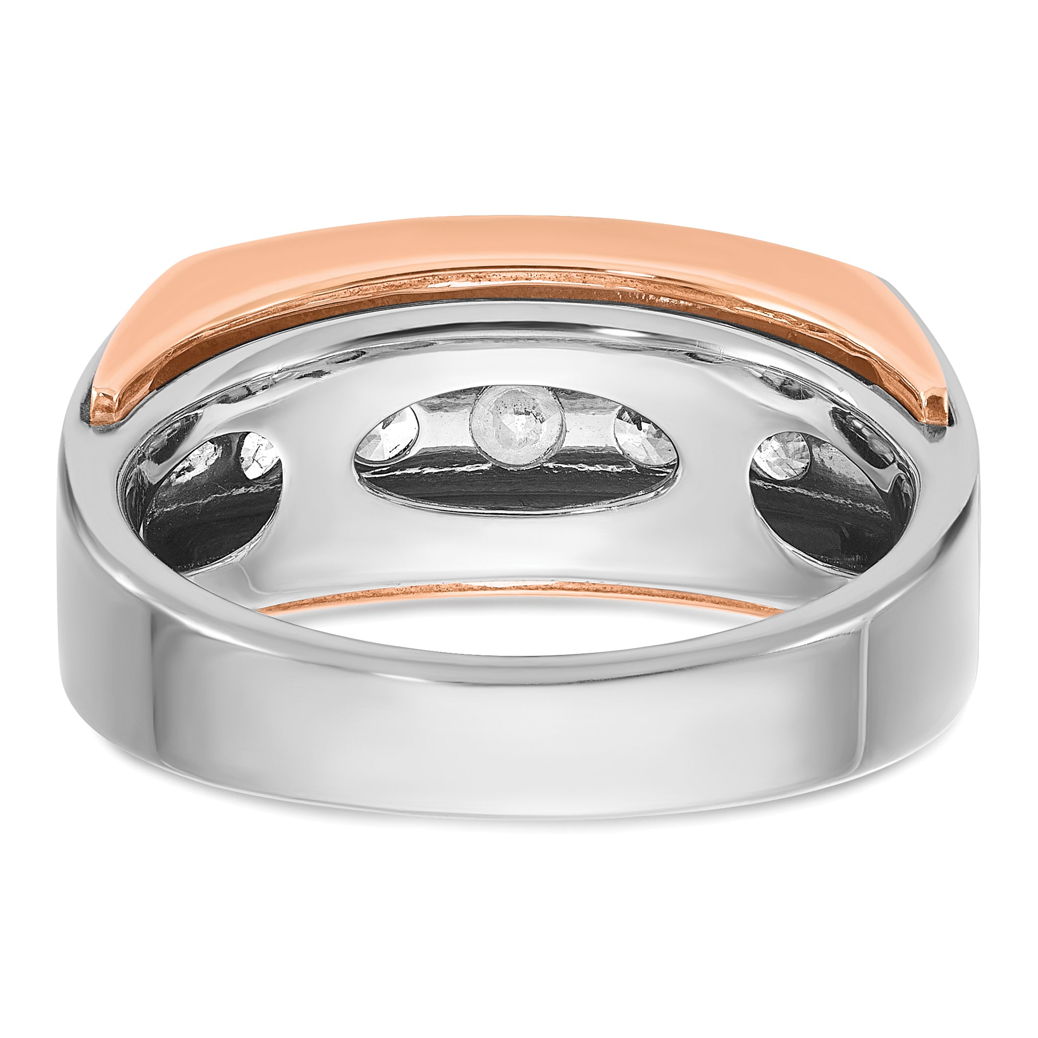 10k White and Rose Gold Men's Polished and Cut-Out 5-Stone 1 Carat A Quality Diamond Ring