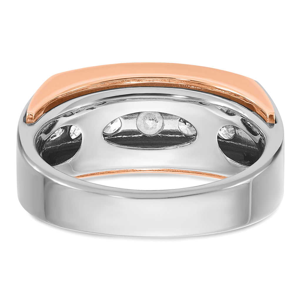 10k White and Rose Gold Men's Polished and Cut-Out 5-Stone 1 Carat A Quality Diamond Ring