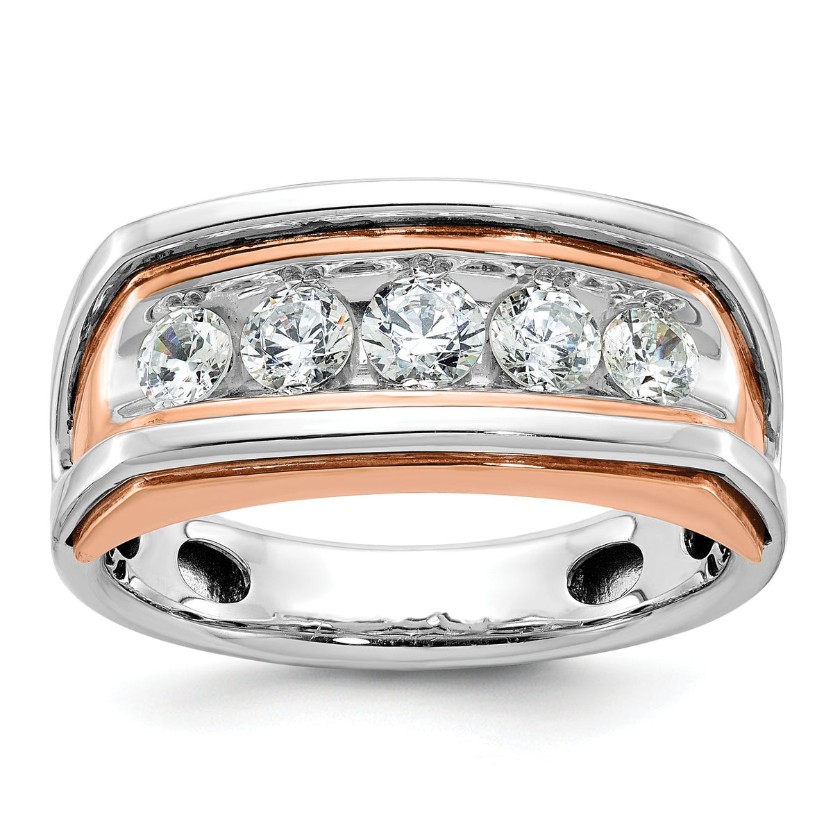 Men's Five-Stone Diamond Ring in 10K Two-Tone Gold, 10.5mm (1 ct. tw.), Size 10 - Sophia Jewelers Main image