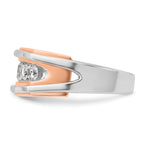14k White and Rose Gold Mens Polished Channel-set 5-Stone Ring Mounting, Mounting Only - Sophia Jewelers