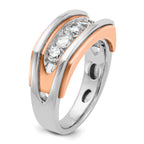 14k White and Rose Gold Mens Polished Channel-set 5-Stone Ring Mounting, Mounting Only - Sophia Jewelers