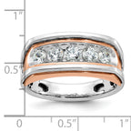 14k White and Rose Gold Mens Polished Channel-set 5-Stone 1 Carat AA Diamond Ring - Sophia Jewelers