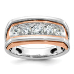 14k White and Rose Gold Mens Polished Channel-set 5-Stone 1 Carat AA Diamond Ring - Sophia Jewelers