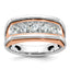 14k White and Rose Gold Mens Polished Channel-set 5-Stone 1 Carat AA Diamond Ring - Sophia Jewelers