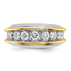 14k Two-tone Mens Polished 7-Stone Channel Ring Mounting, Mounting Only - Sophia Jewelers