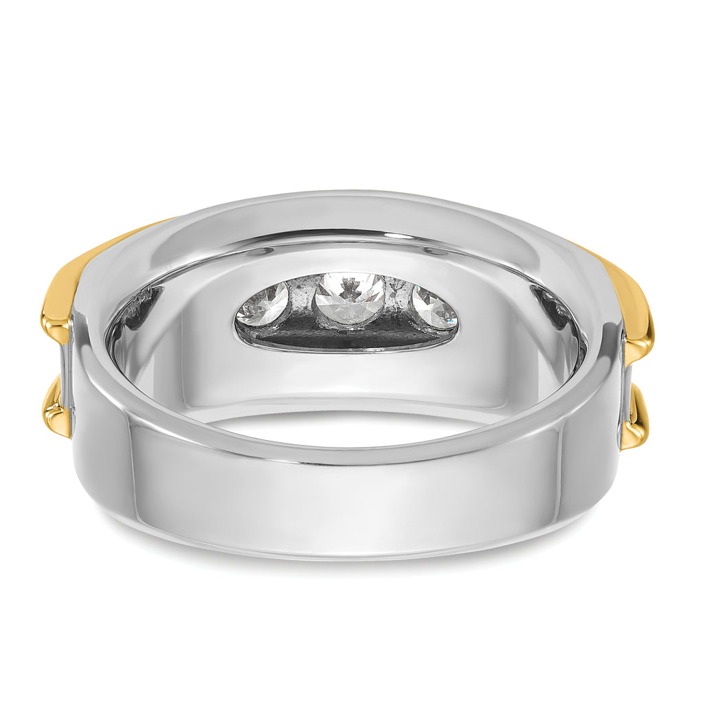 14k Two-tone Mens Polished 7-Stone Channel Ring Mounting, Mounting Only - Sophia Jewelers