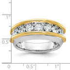 14k Two-tone Mens Polished 7-Stone Channel Ring Mounting, Mounting Only - Sophia Jewelers