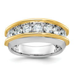14k Two-tone Men's Polished 7-Stone Lab Grown VS/SI FGH Dia Ring - Sophia Jewelers