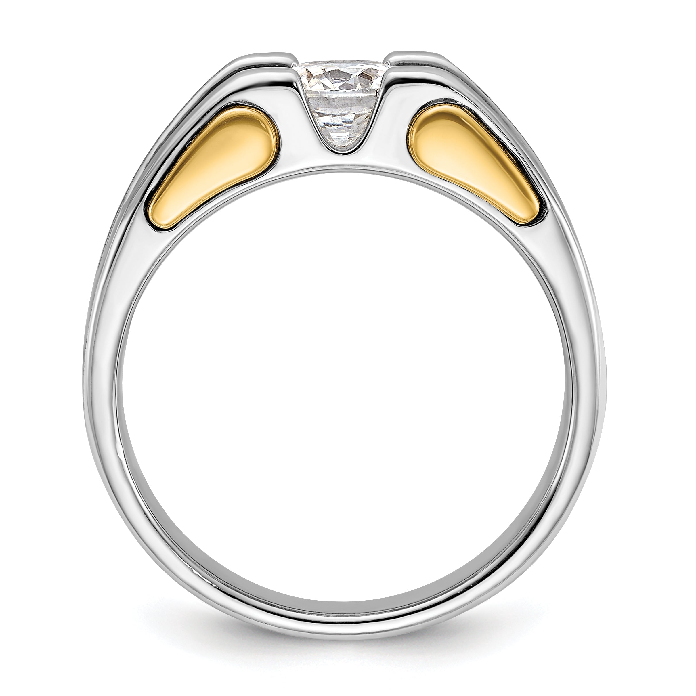 14k Two-tone Men's Polished and Satin Ring Mounting (No Stones Included) Secondary image