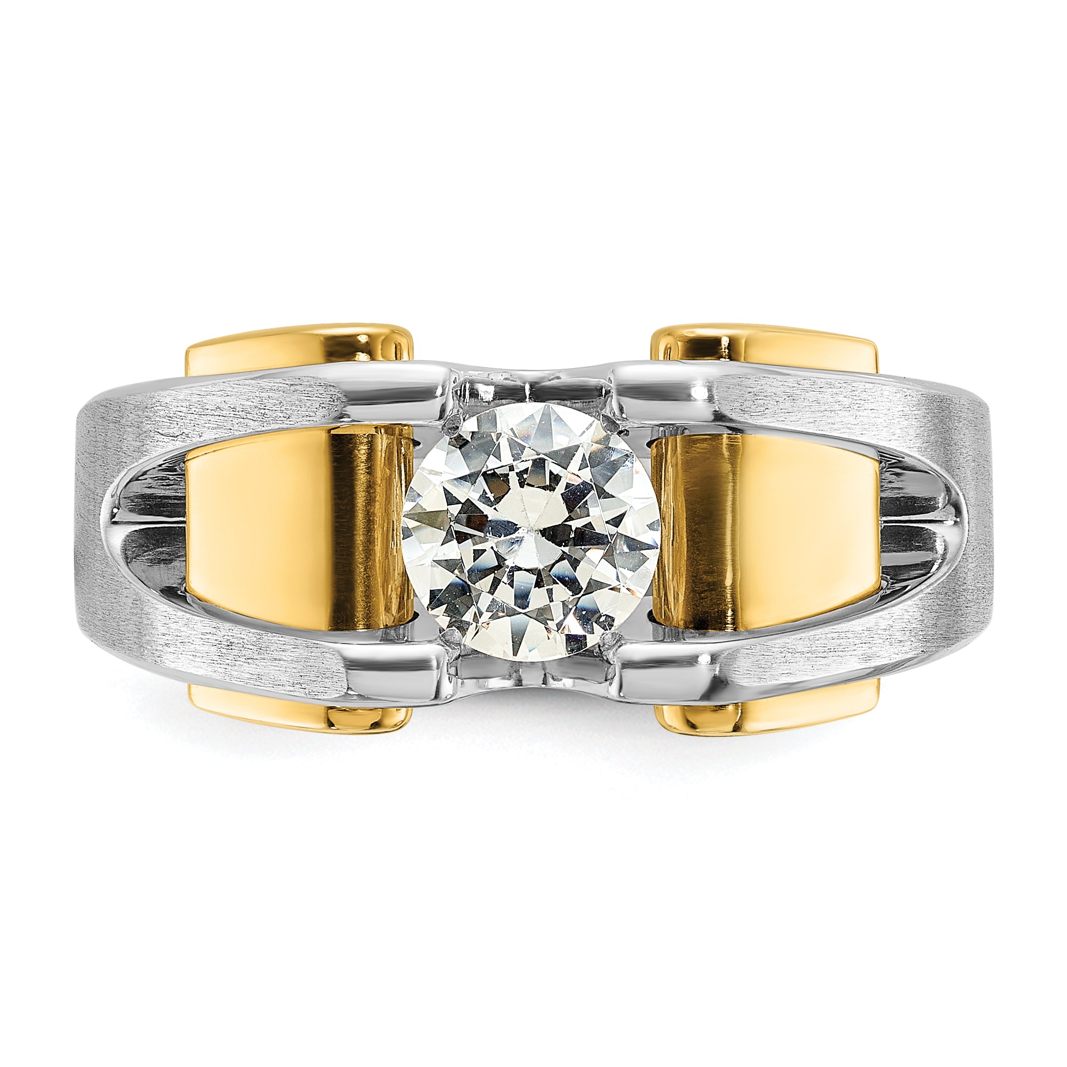 14k Two-tone Men's Polished and Satin Ring Mounting (No Stones Included)