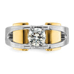14k Two-tone Men's Polished and Satin Ring Mounting (No Stones Included)