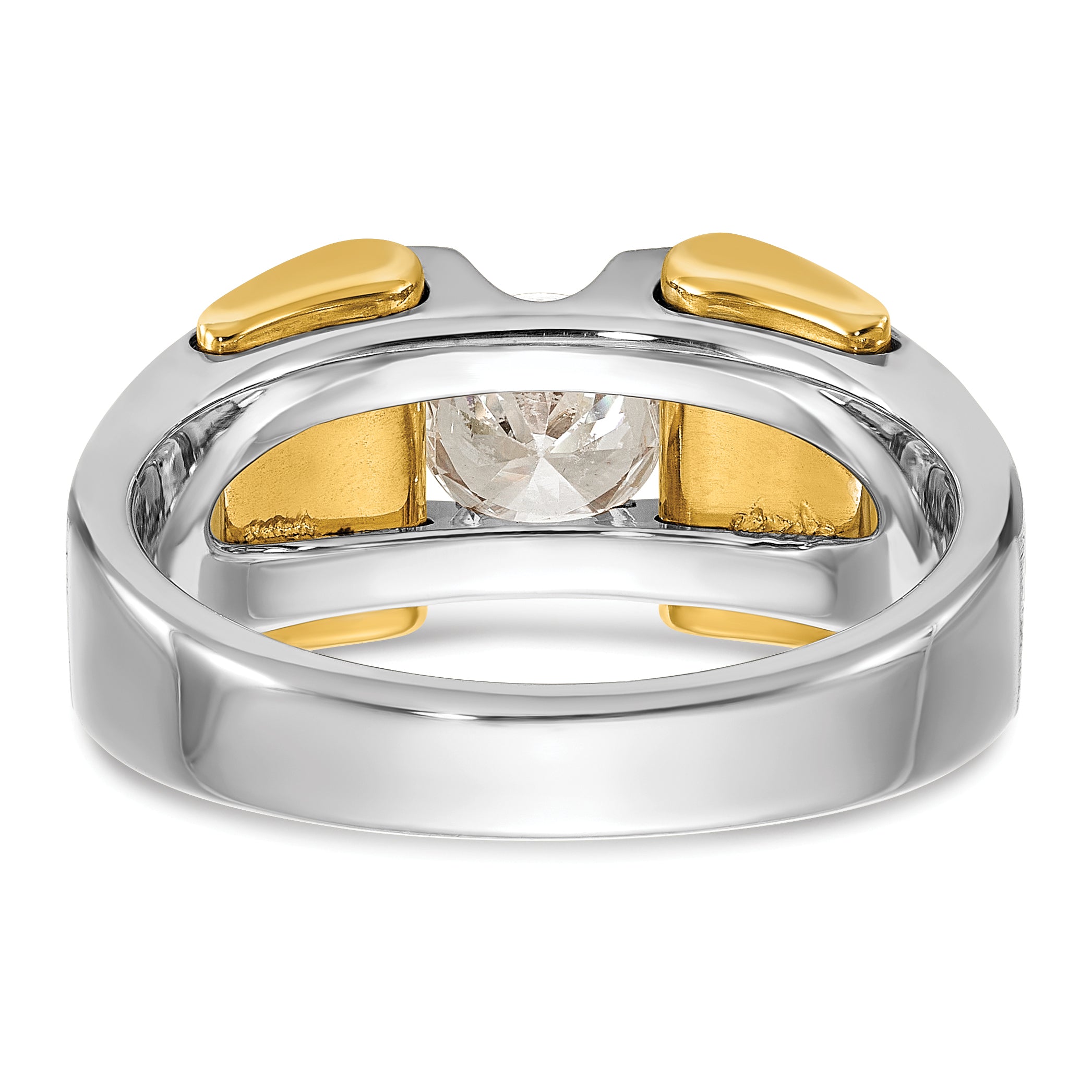 14k Two-tone Men's Polished and Satin Ring Mounting (No Stones Included)