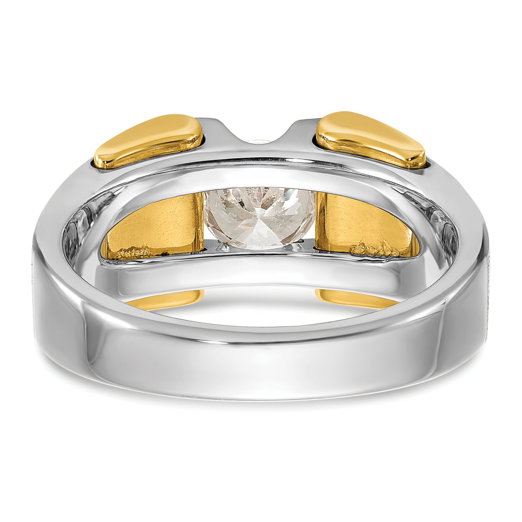 14k Two-tone Men's Polished and Satin Ring Mounting (No Stones Included)