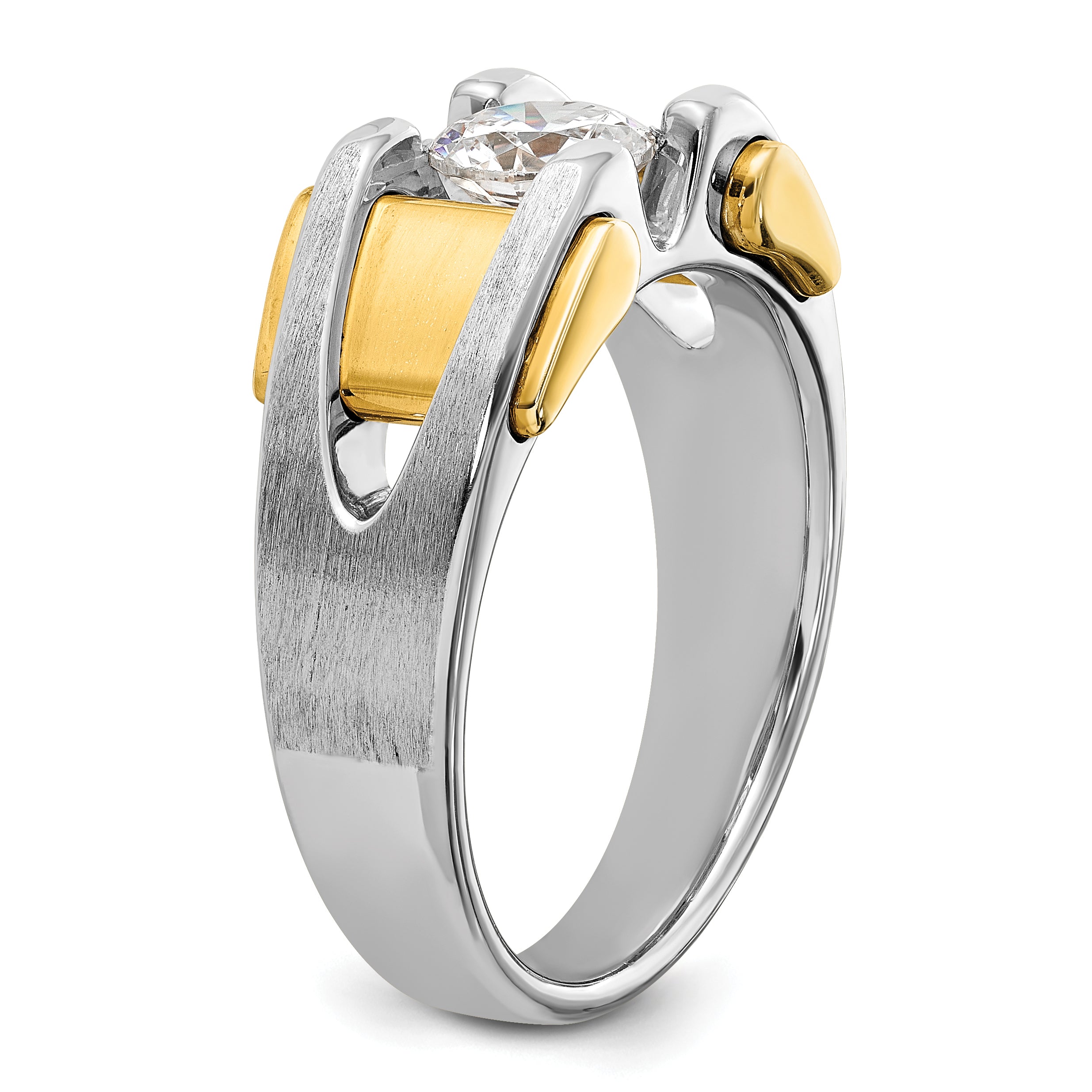 14k Two-tone Men's Polished and Satin Ring Mounting (No Stones Included)