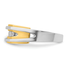 10k Two-tone Men's Polished 5-Stone 1/4 Carat A Quality Diamond Ring