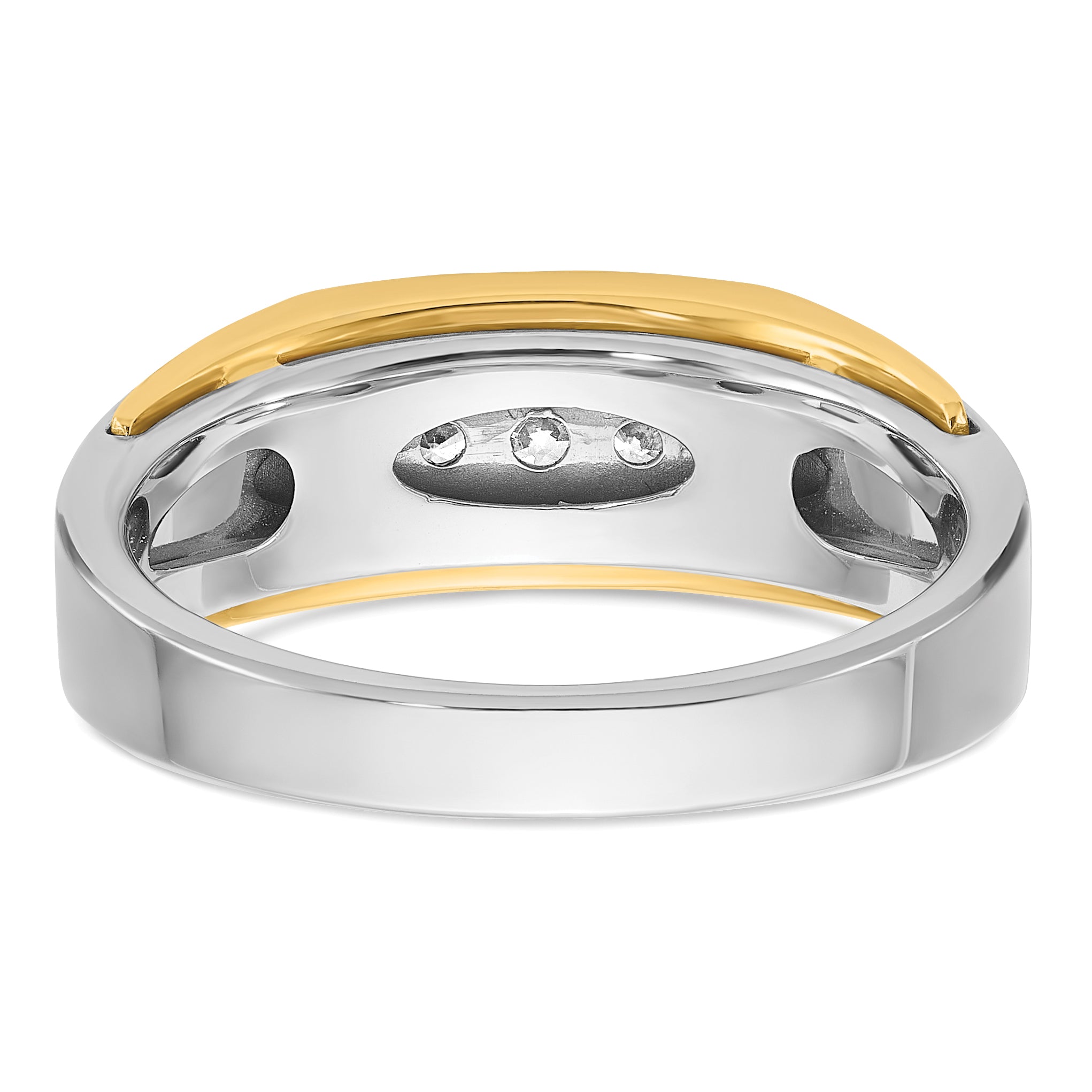 10k Two-tone Men's Polished 5-Stone 1/4 Carat A Quality Diamond Ring