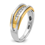 10k Two-tone Men's Polished 5-Stone 1/4 Carat A Quality Diamond Ring