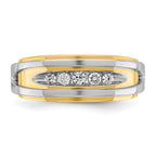 14k Two-tone Mens Polished 5-Stone Ring Mounting, Mounting Only - Sophia Jewelers
